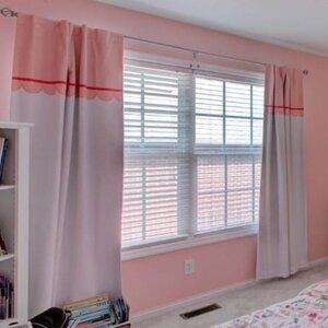 2 Pillowfort Pink Scallop Blackout Window Curtain Panels 84 inches